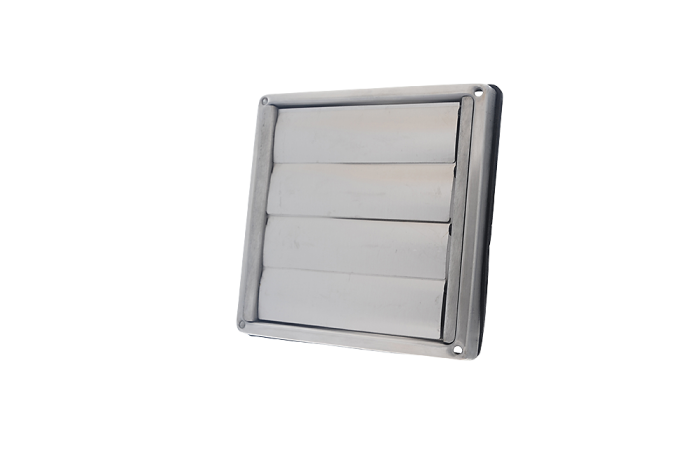 Edelstahl Fassadengitter &Oslash; 125 mm mit beweglichen Lamellen